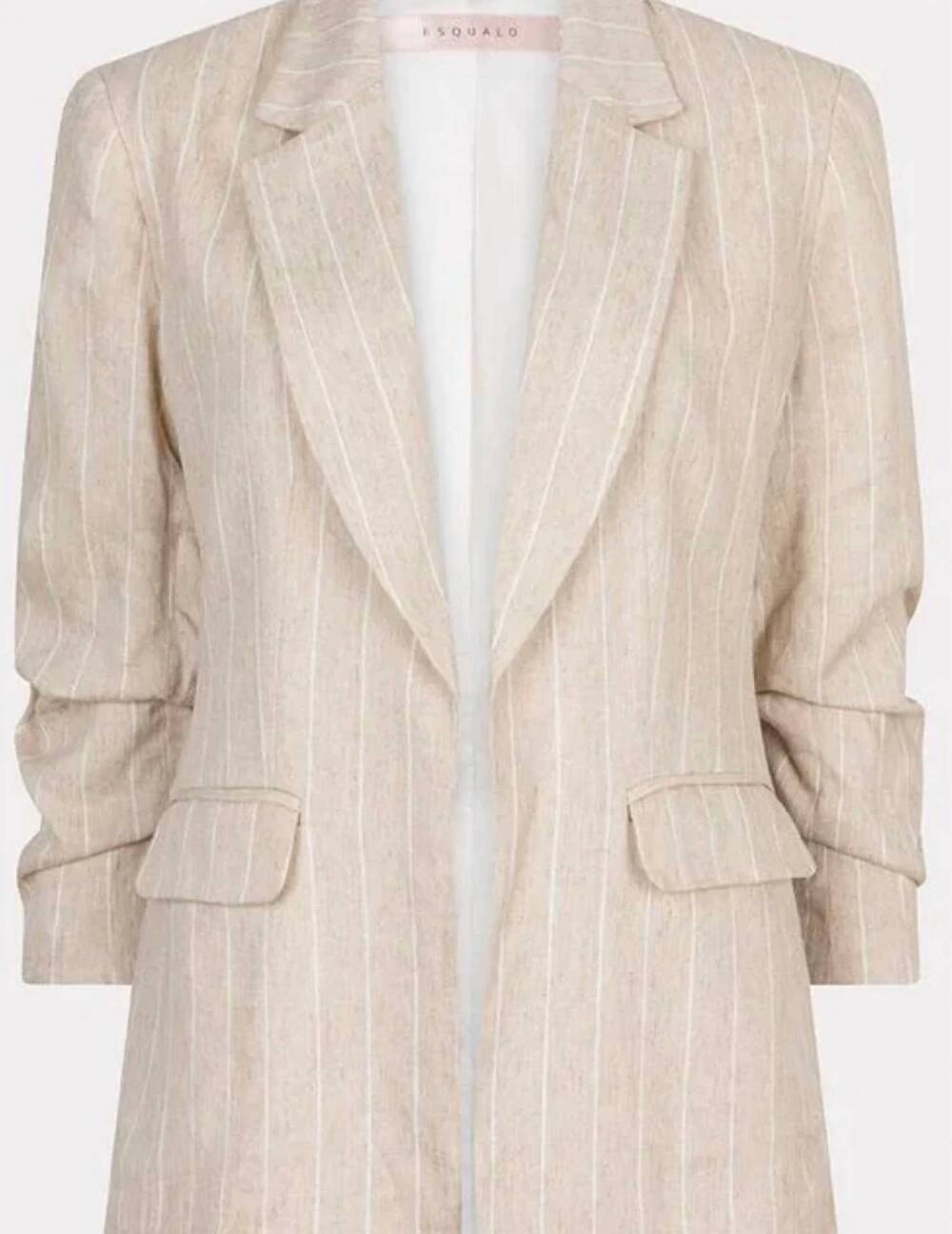 NEW ESQUALO women's linen stripe blazer in sand